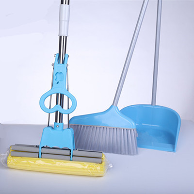 Housework broom and mop. Sweeper brooms, home cleaning mops and